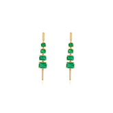 14K Graduated Emerald and Diamond Drop Earrings