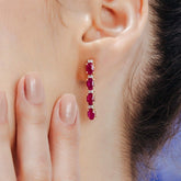 14K Gold Ruby Diamond Dangle Earrings - vrjewels-us