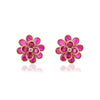 18K Solid Yellow Gold Ruby Floral Stud Thumbnail
