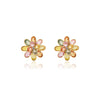 18K Solid Yellow Gold Multi Sapphire Floral Stud Thumbnail
