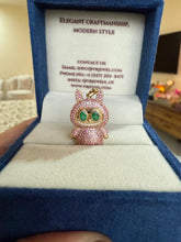 14K Gold Labubu Pendant in Pink Sapphire & Emeralds