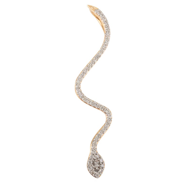 Diamond Serpent Snake 18k Yellow Gold Pendant