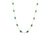 14K Solid Yellow Gold Emerald Station Chain Necklace Thumbnail