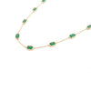14K Solid Yellow Gold Emerald Station Chain Necklace Thumbnail