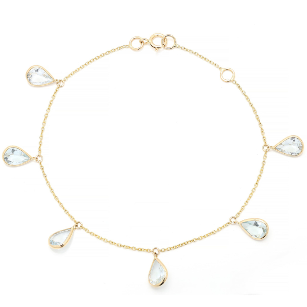18K Gold Aquamarine Bracelet - vrjewels-us