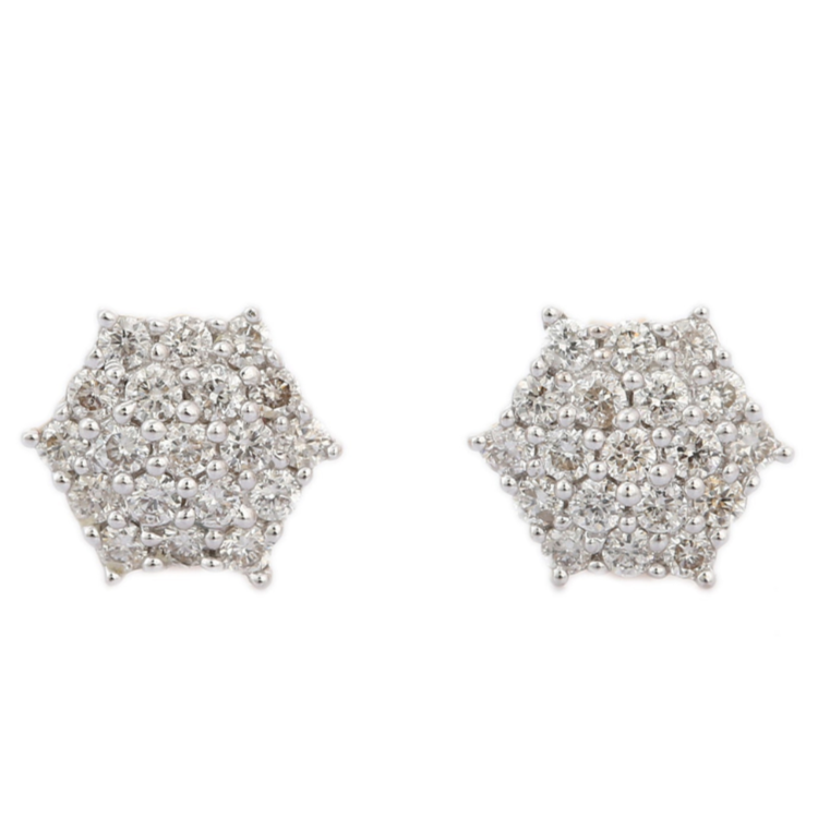 18K White Gold Diamond Studs Earrings - vrjewels-us