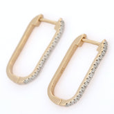 14K Gold Designer Diamond Hoop Earrings - vrjewels-us