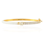 14K Yellow Gold Enamel Diamond Bangle - vrjewels-us