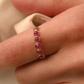 14K Gold Ruby Half Eternity Band - vrjewels-us