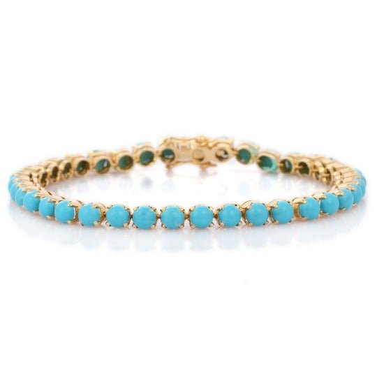 18K Gold Turquoise Eternity Bracelet - vrjewels-us