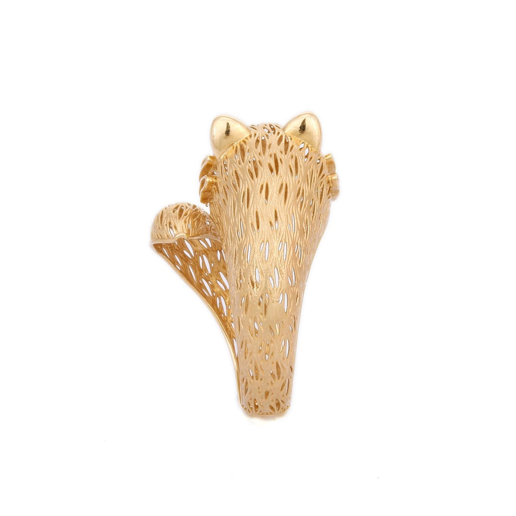 18K Textured Yellow Gold Diamond Vixen Ring Image