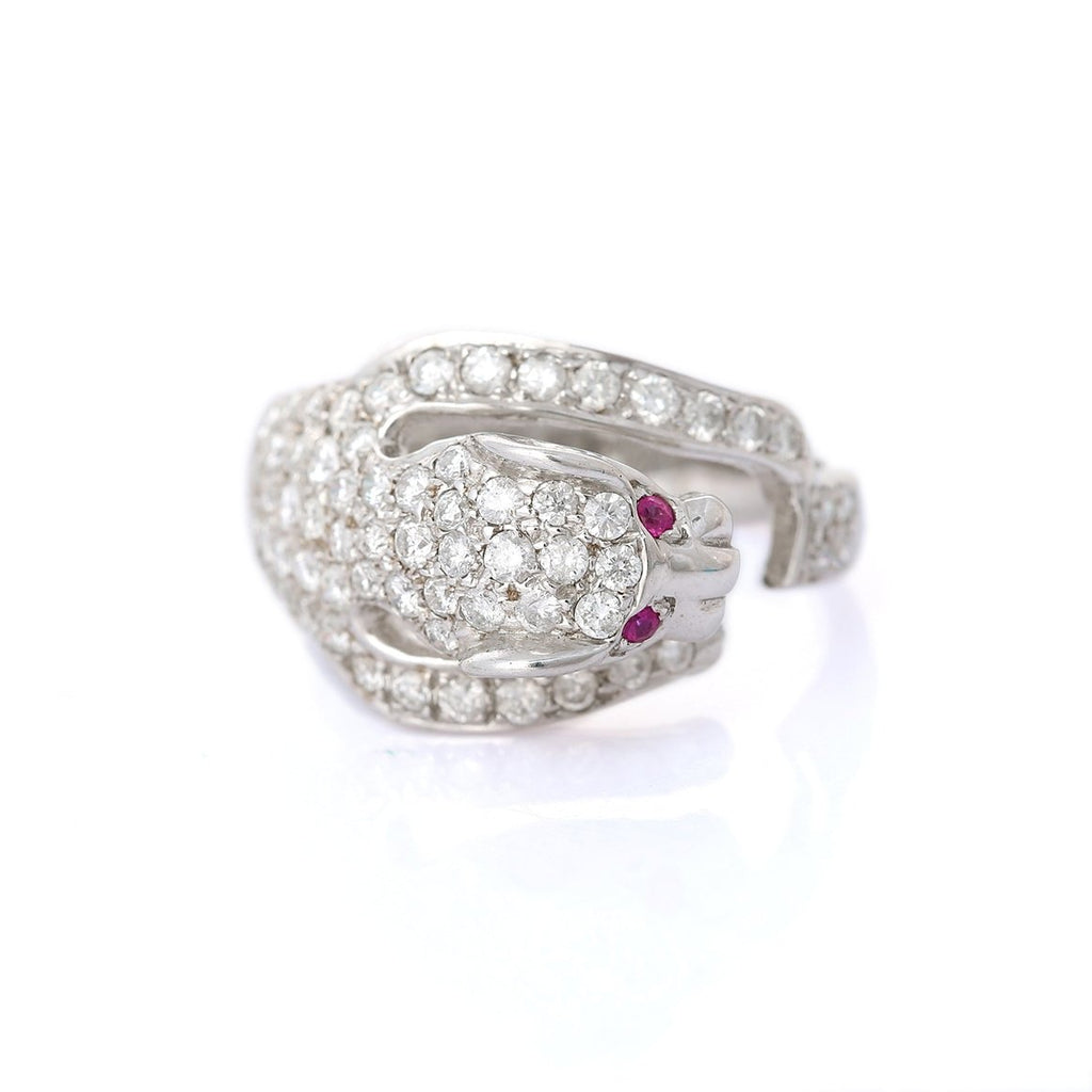 18K White Gold Diamond Panther Ring Image