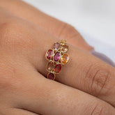 18K Gold Unique Multi Sapphire Ring - vrjewels-us