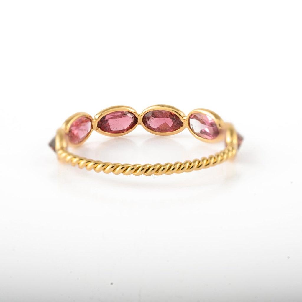 18K Gold Pink Tourmaline Half Eternity Band Image