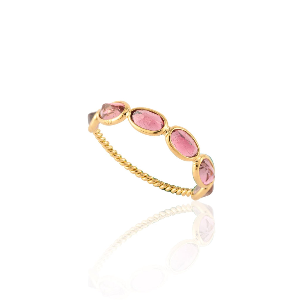 18K Gold Pink Tourmaline Half Eternity Band Image