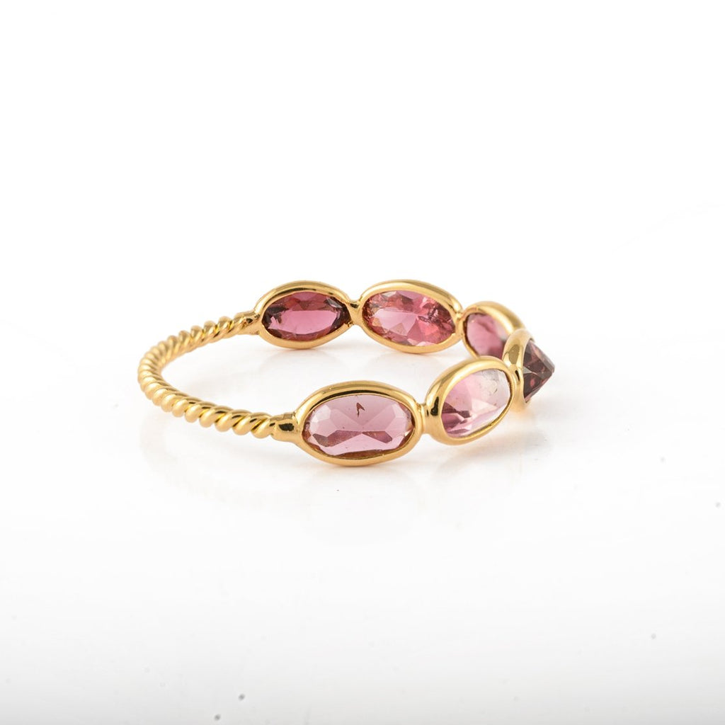 18K Gold Pink Tourmaline Half Eternity Band Image