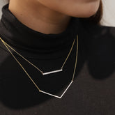 14K Diamond Bar Pendant Necklace - vrjewels-us