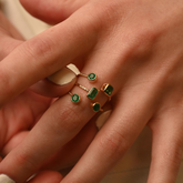 18K Yellow Gold Emerald Adjustable Ring - vrjewels-us