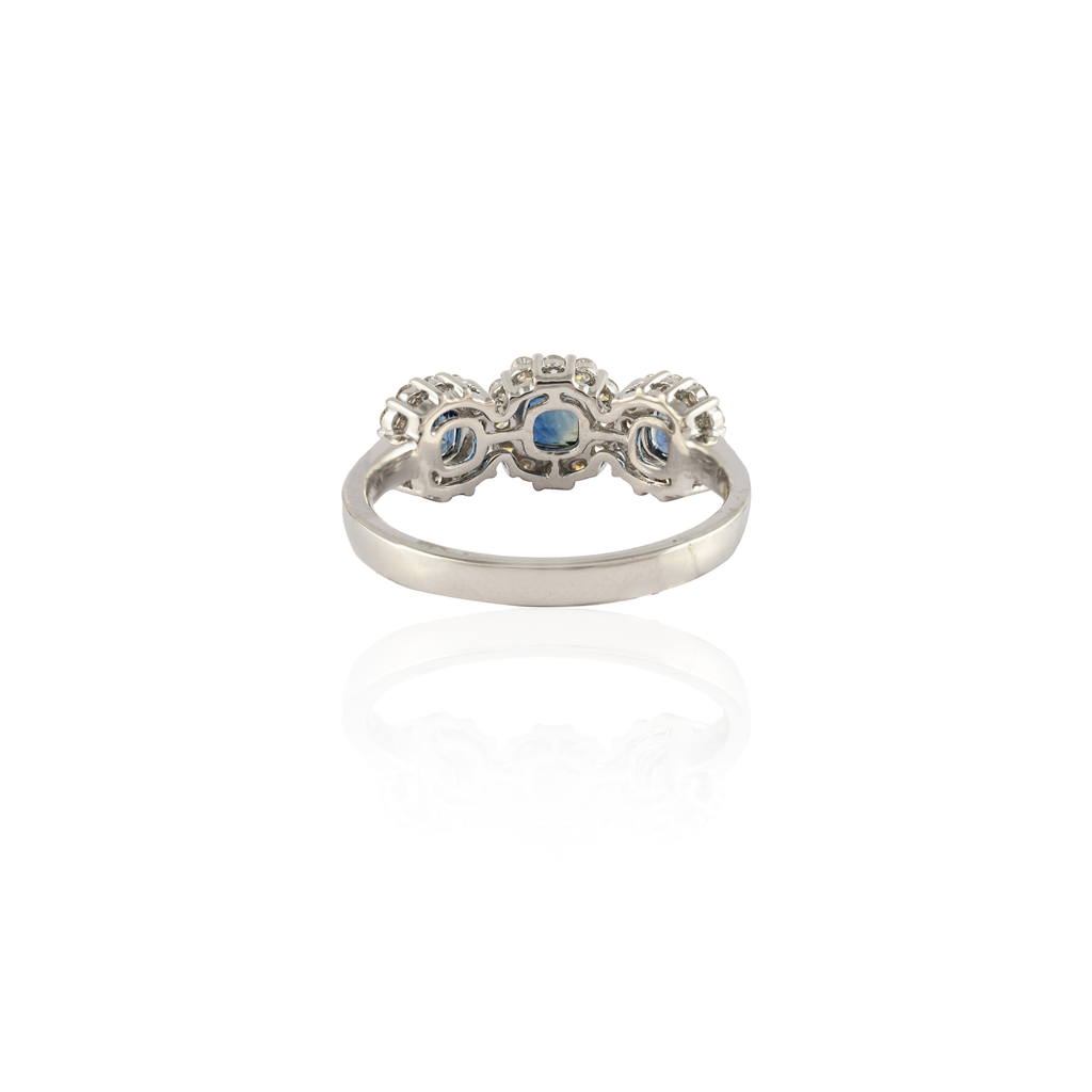 14K Gold Sapphire & Diamond Trinity Ring Image
