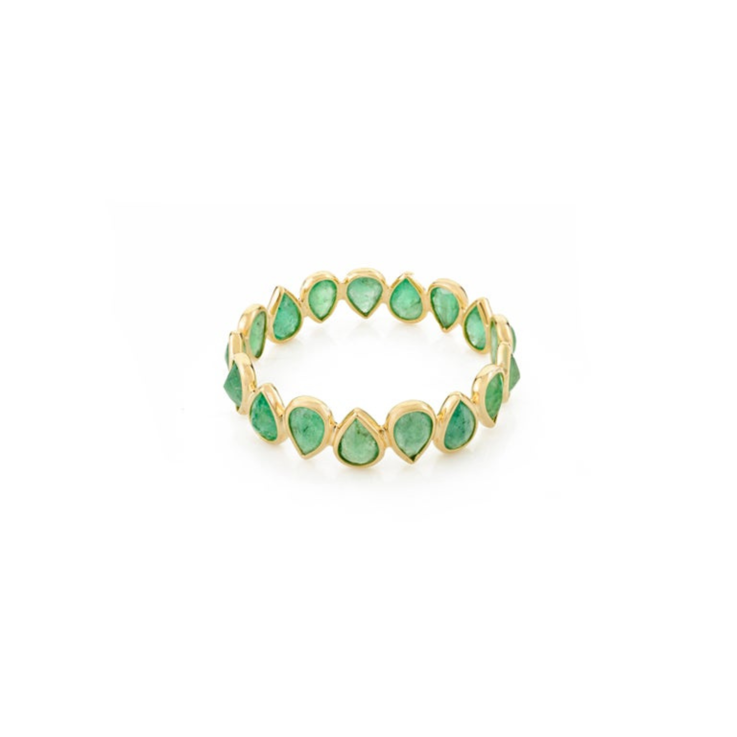 1.78 Ct Pear Cut Natural Emerald Full Eternity Band Ring