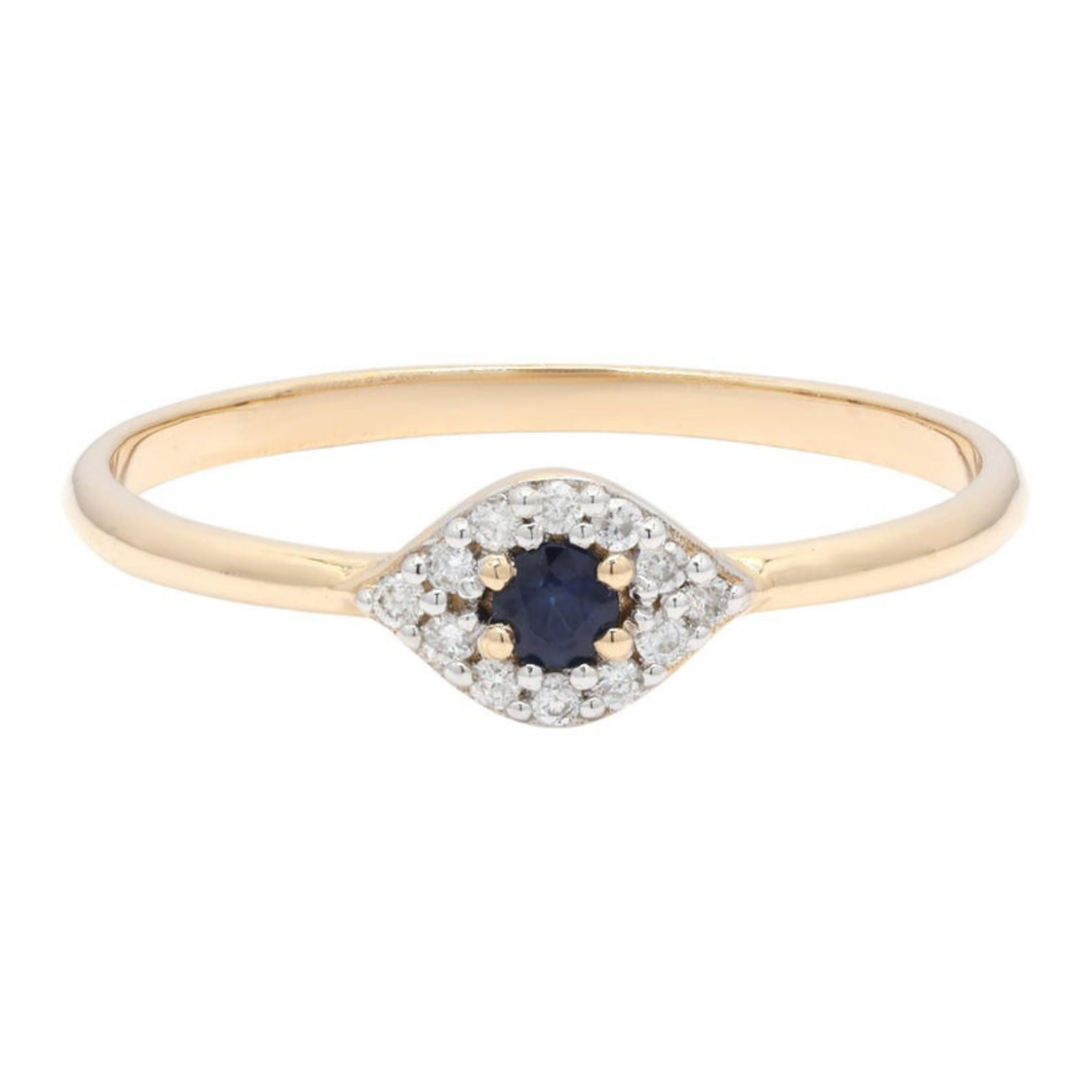 14K Yellow Gold Sapphire Evil Eye Ring Image