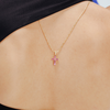 14K Gold Pink Sapphire Cross Pendant Thumbnail