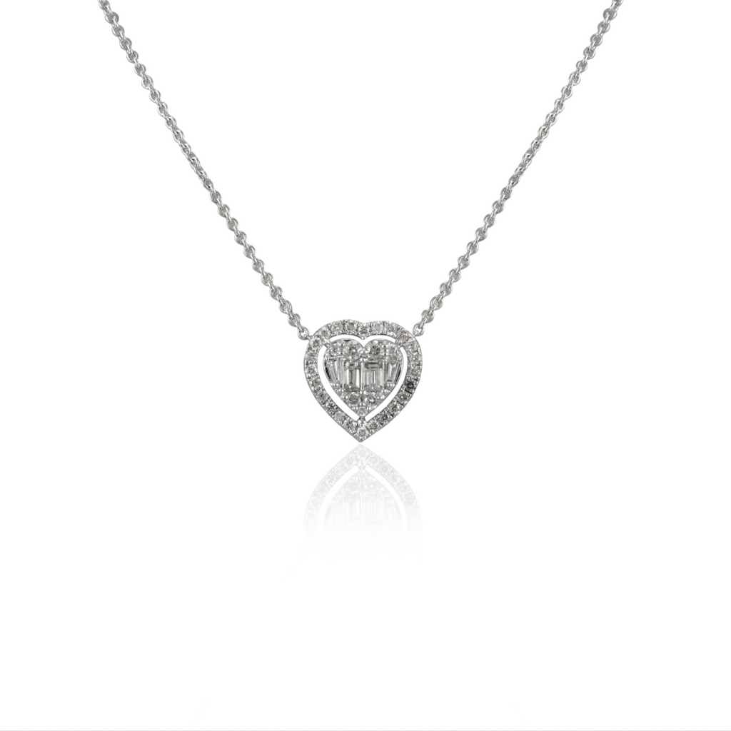 18K Gold Diamond Heart Necklace Image