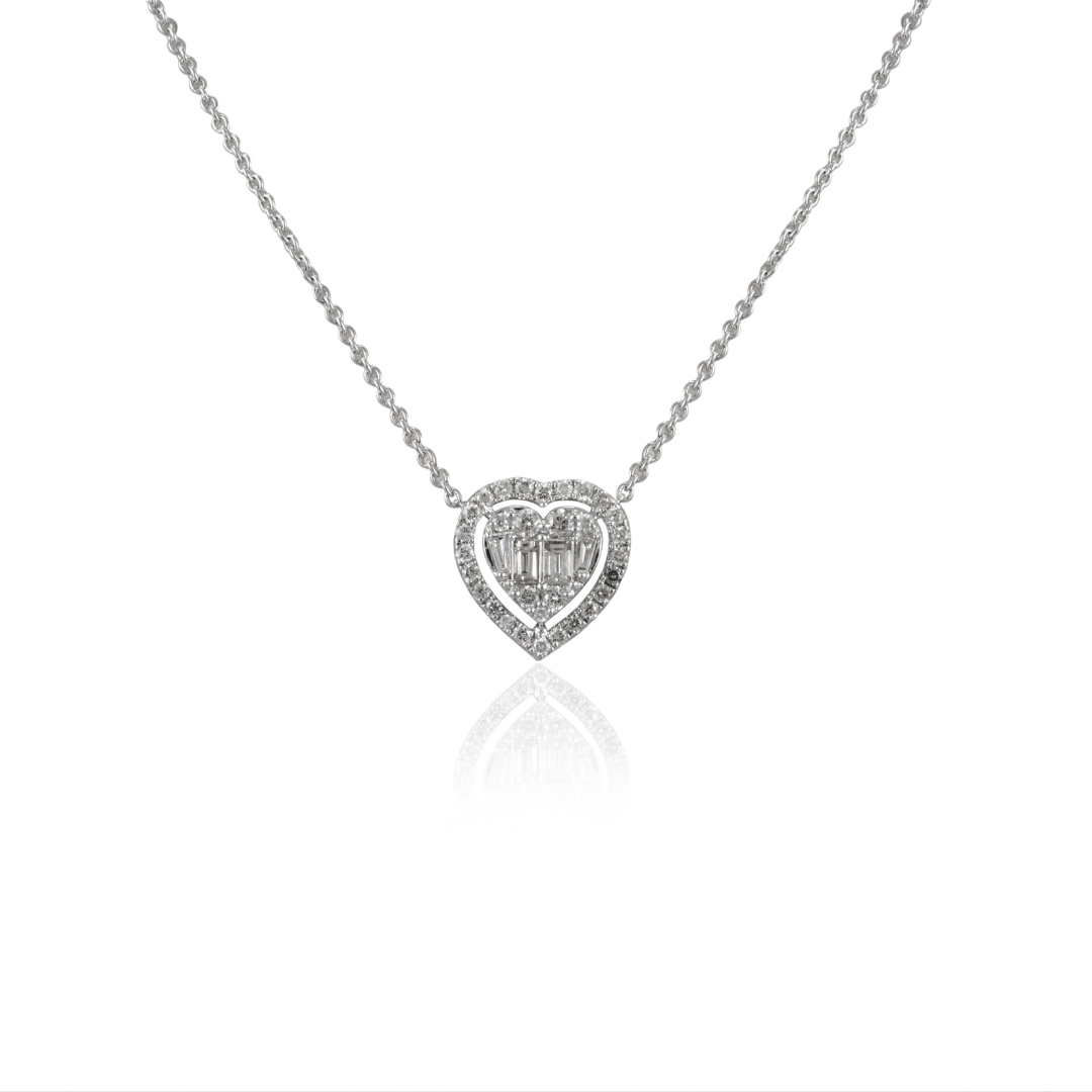 18K Gold Diamond Heart Necklace
