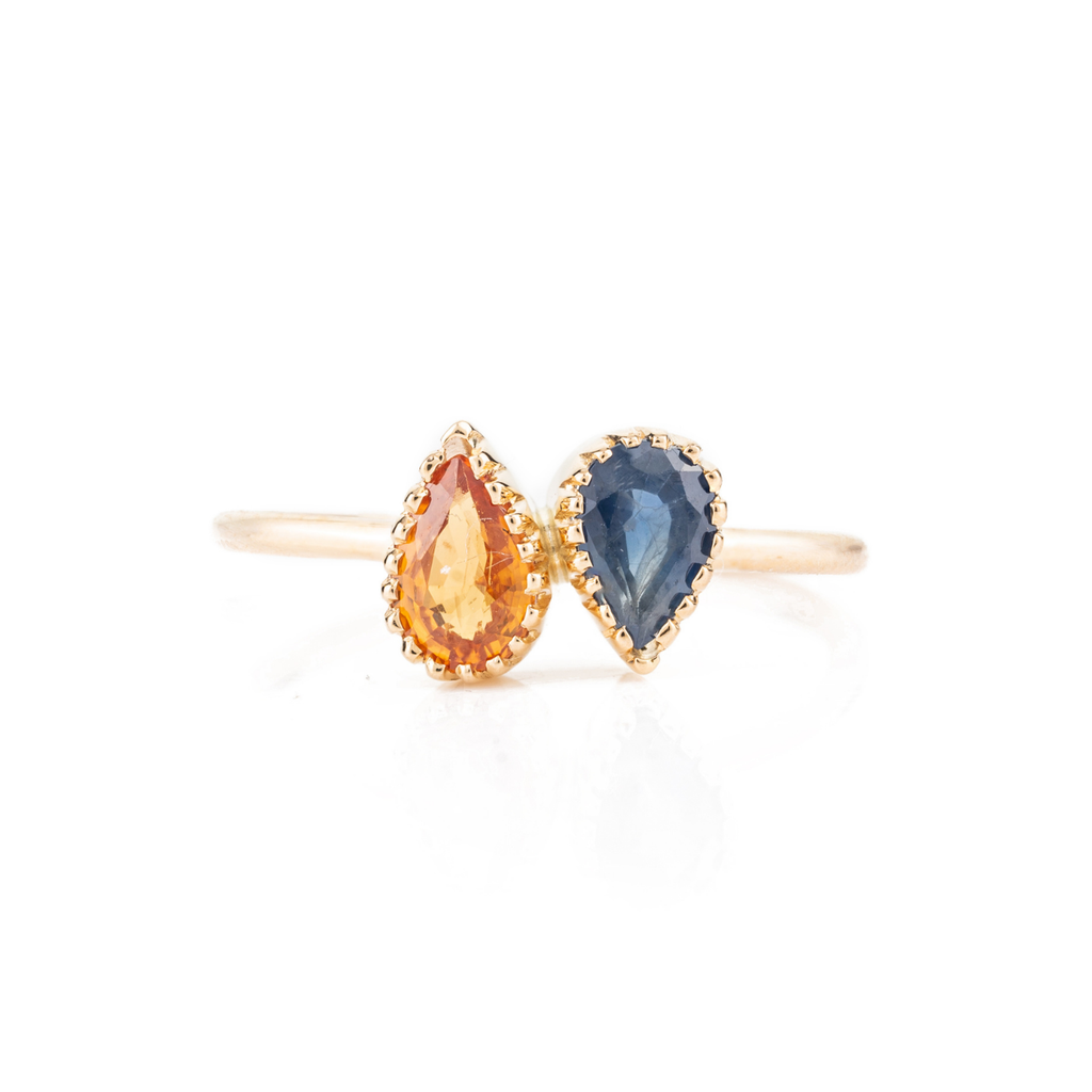 Natural Multi Sapphire Two Stone Statement Ring Image