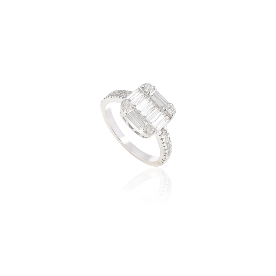 18K White Gold Diamond Baguette Ring
