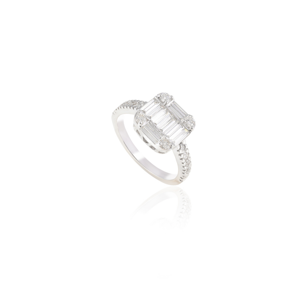 18K White Gold Diamond Baguette Ring Image