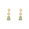 18k Yellow Gold Emerald & Diamond Geometric Drop Earrings Thumbnail