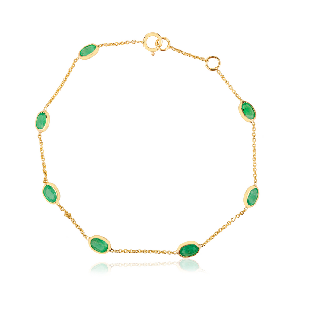 14K Yellow Gold Emerald Delegate Chain Bracelet Image