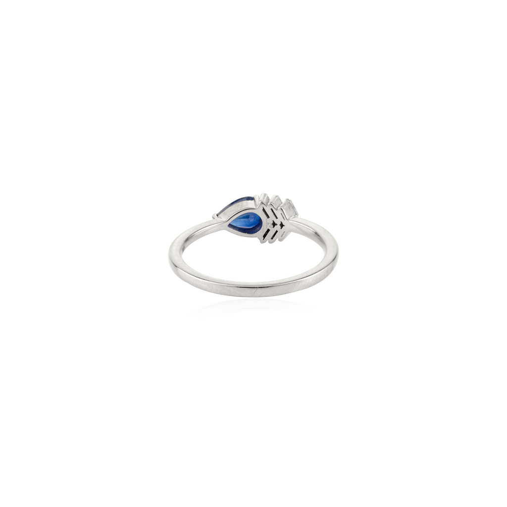 18K White Gold Blue Sapphire Diamond Ring Image