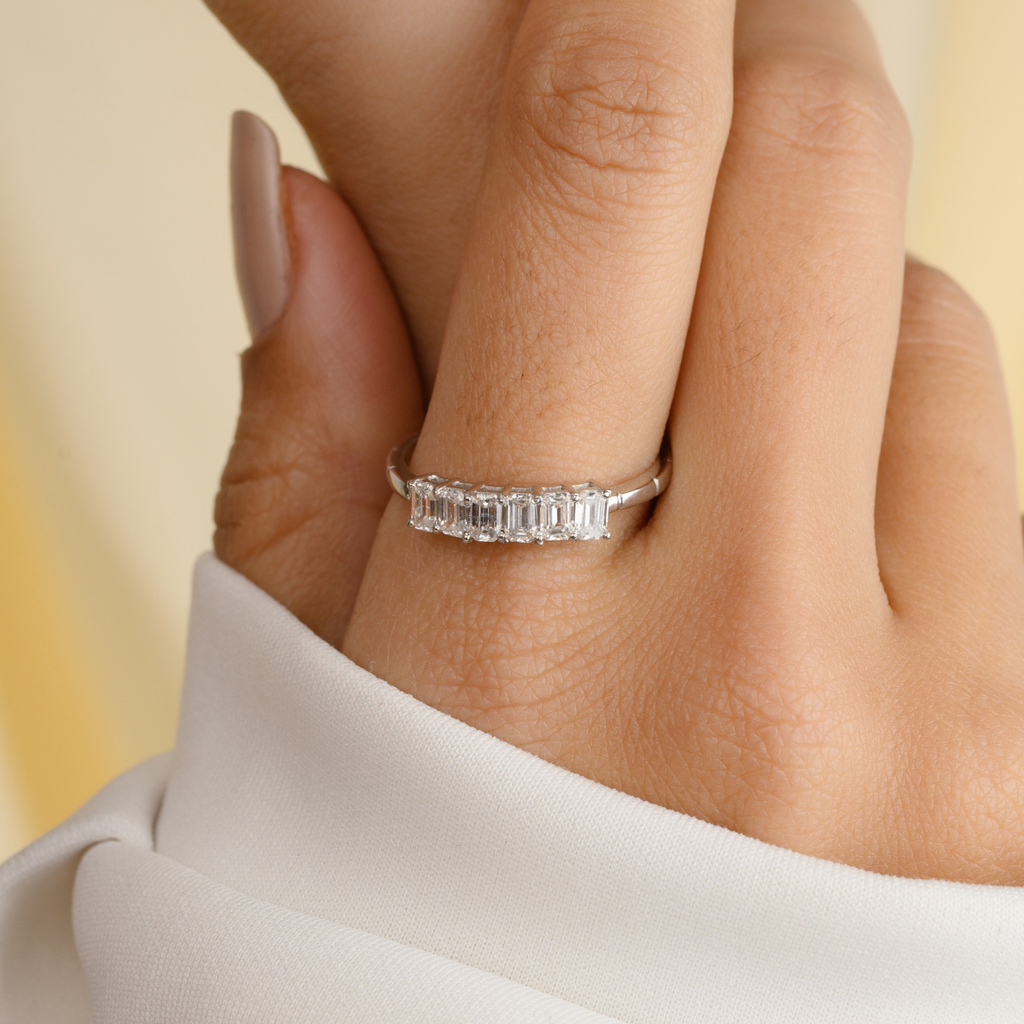 18K White Gold Diamond Half Eternity Band Image