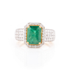 18K Gold Rare Emerald Diamond Solitaire Ring Thumbnail