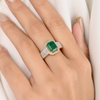 18K Gold Rare Emerald Diamond Solitaire Ring Thumbnail