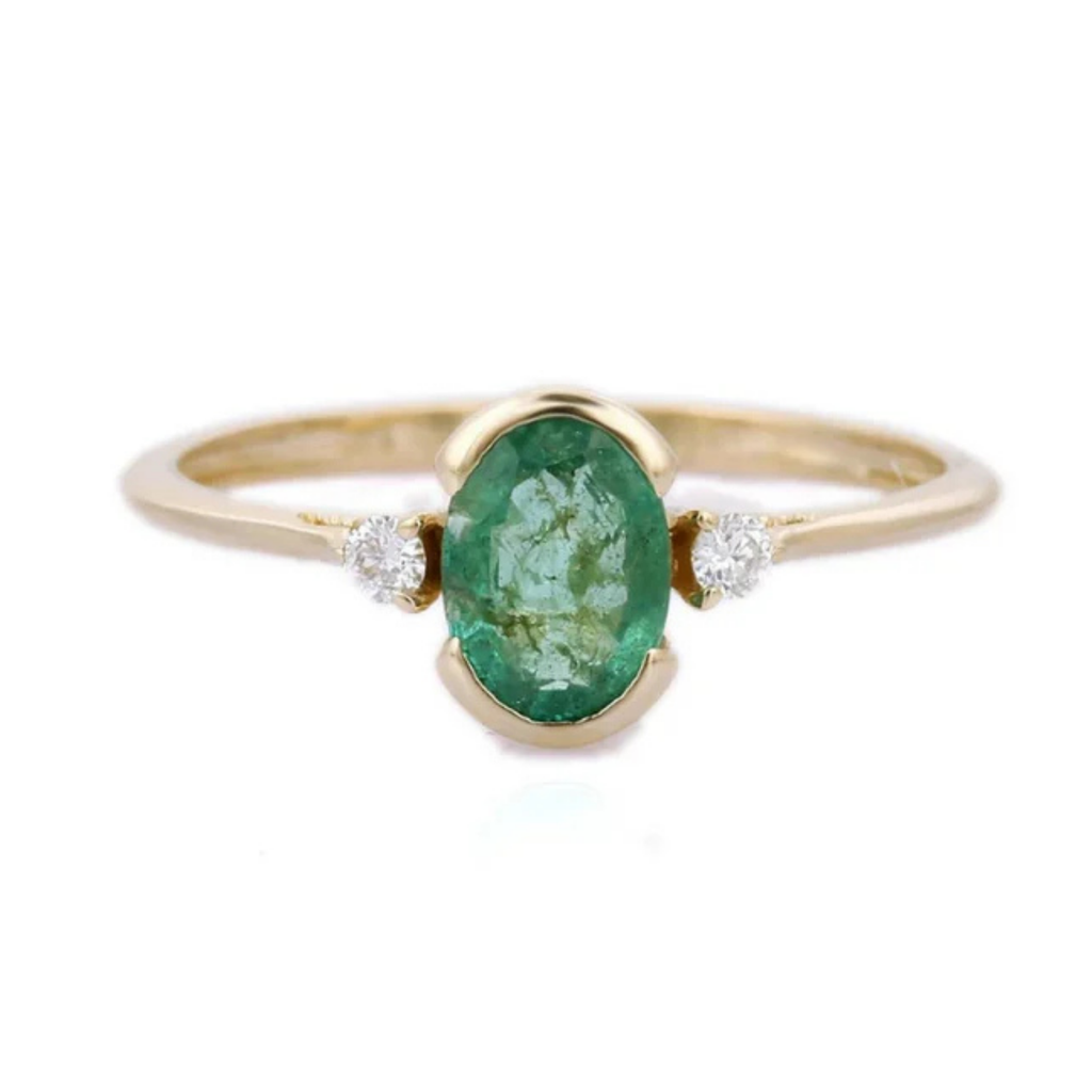 14K Yellow Gold Emerald Ring Image