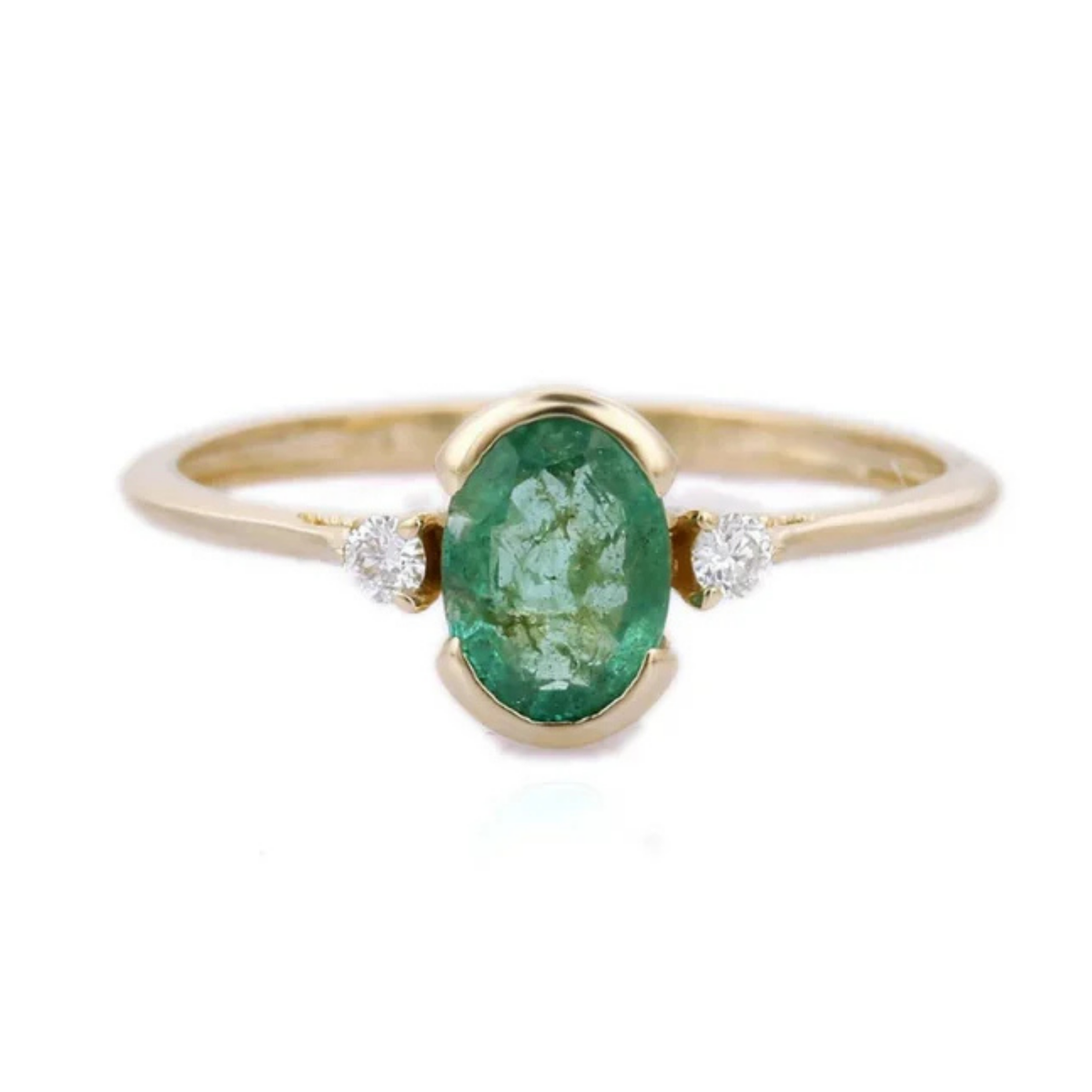 14K Yellow Gold Emerald Ring