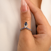 14K Solid White Gold Blue Sapphire Chevron Ring Thumbnail