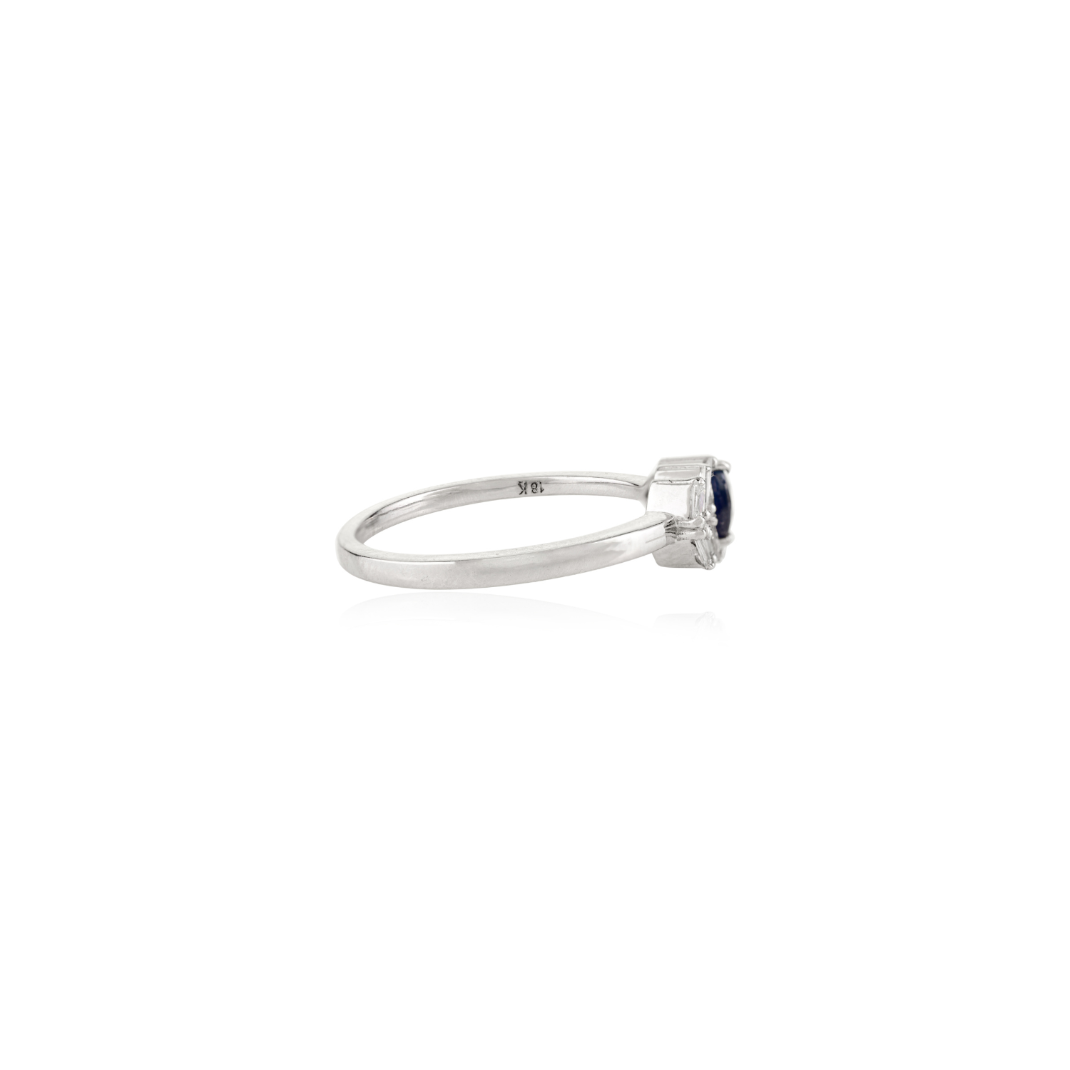 18K White Gold Blue Sapphire Diamond Ring