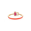 14K Solid Gold Ruby Diamond Toi et moi Ring Thumbnail