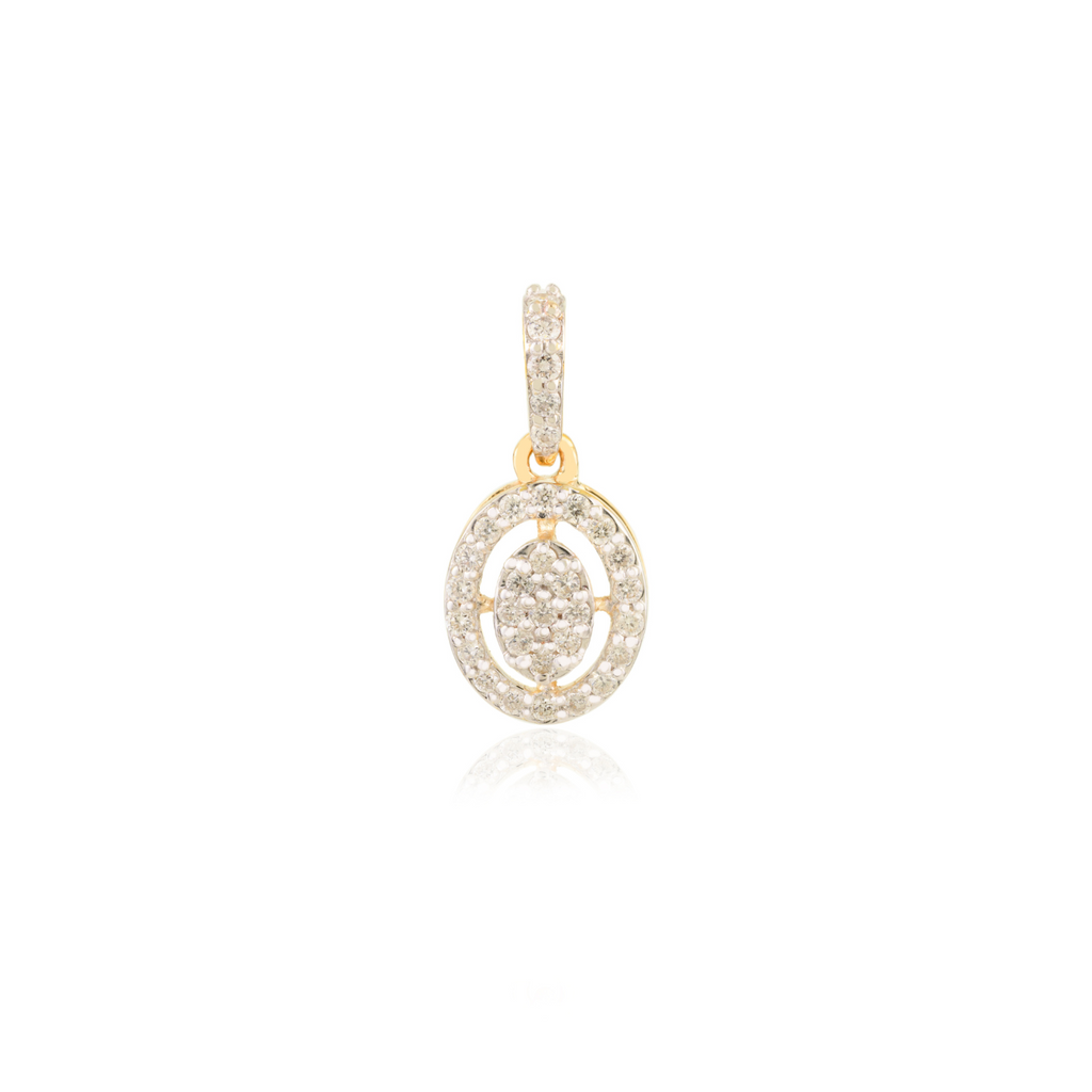 18K Solid Yellow Gold Diamond Charm Pendant Image
