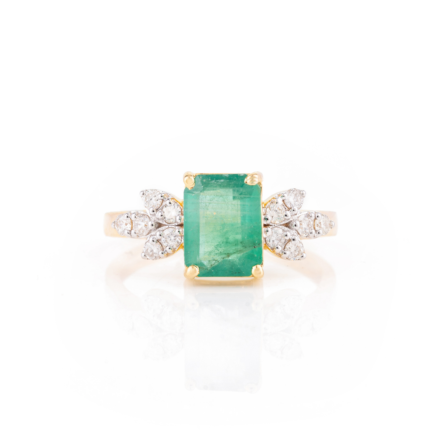 14K Gold Emerald Diamond Wedding Ring - vrjewels-us