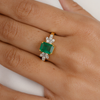 14K Gold Emerald Diamond Wedding Ring Thumbnail