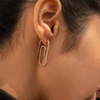 14K Gold Paper Clip Diamond Earrings Thumbnail