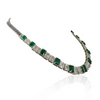 18K Gold Emerald & Diamond Tennis Necklace Thumbnail