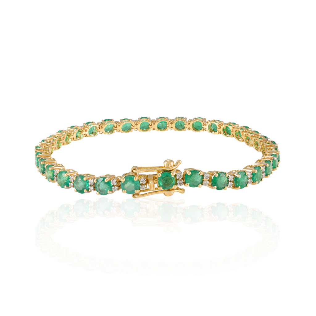 18K Gold Emerald tennins bracelets Image
