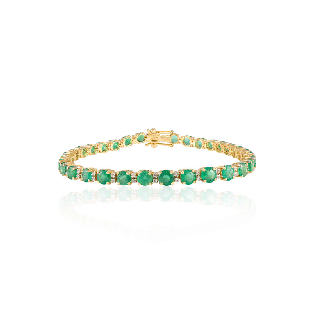 18K Gold Emerald tennins bracelets