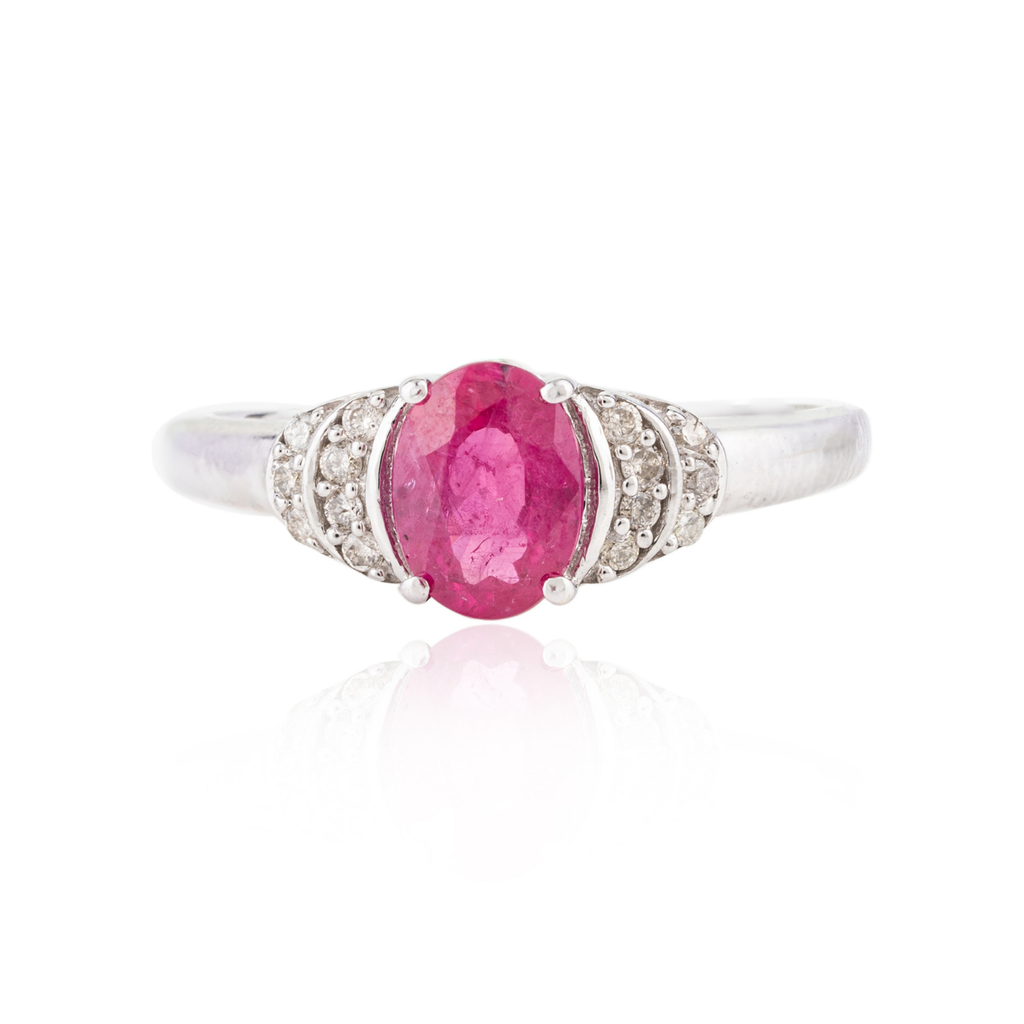 14K Gold Ruby Diamond Statement Ring Image